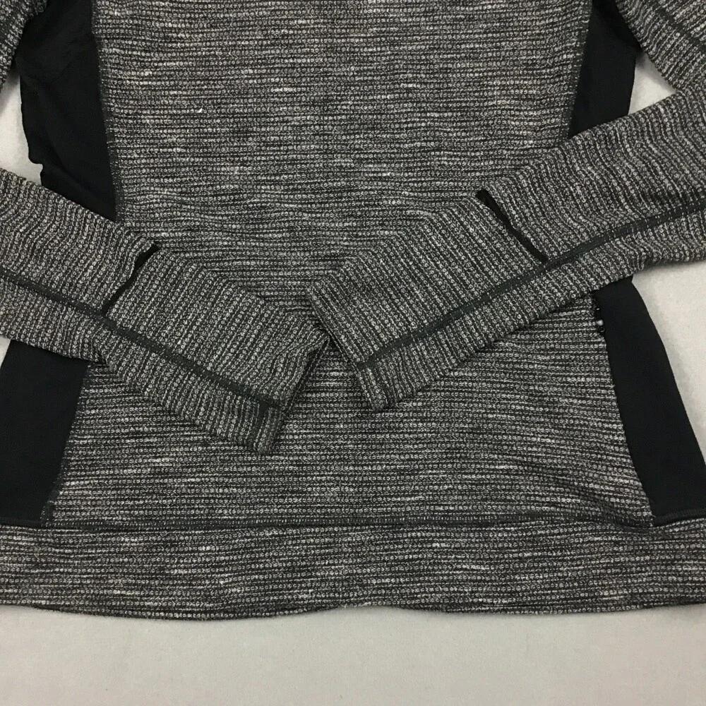 Lululemon Sweater Women 6 Black Long Sleeve Crew Seamless Running Zip Pocket